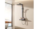 Sistema Doccia Emke Con Termostato, Pannello Doccia, Doccia A Pioggia 36X24Cm, Rubinetteria 3 In 1 Per Vasca E Doccia Per Il Vostro Bagno Moderno, Ktw, Antracite Opaco