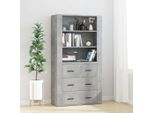 The Living Store Credenza In Cemento Grigio Materiale Legno