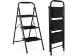 Costway Costway Scaletta A 3 Gradini Pieghevole Con Gradini Antiscivolo 64 X 39 X 90 Cm Nero
