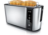 Arendo Tostapane Per 4 Fette Slot Lungo 1500 W, Portapane, Isolato Termicamente, Display, Touch, Argento