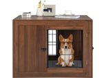 Costway Gabbia Per Cani Gabbia Per Animali Domestici, Cassa Per Cani In Stile Arredamento Con 2 Porte E Cuscino, Gabbia Per Cani Di Piccola E Media Taglia Gatto Animale Domestico, Tavolino Per La Casa, Cuccia Per Cani Marrone, 92X59X66,5Cm