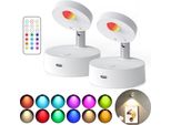 2 Pezzi Luci Da Parete Rgb, Faretto Bianco Faretto Da Parete Ricaricabile Lampada Spot Led Faretto Da Soffitto Temporizzato Con Interruttore E Telecomando Lampada Da Parete Dimmerabile