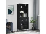 2025 Vetrina Moderna Highboard Black 69,5X34X180 Cm Materiale A Base Di Legno - Cassettiere,Design 7155949 2Parti