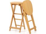 Set Di 2 Sgabelli Da Bar Pieghevoli Costway, Sgabello Da Bar In Bambù Con Poggiapiedi, Sedia Da Cucina, Altezza Seduta 61 Cm, Sgabello Da Banco Bistrot, 36 X 33 X 61 Cm (2 Sedie Senza Schienale)