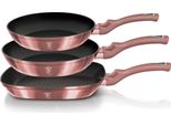 Berlinger Haus I-Rose Set Padella + Padella Grill 20-24-28Cm Induzione Alluminio Rivestimento Antiaderente Rosa