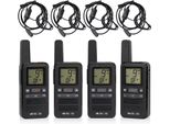 Set Radio Retevis RB667, PMR446 Walkie Talkie Mini, Chiamata Di Gruppo 1600 Mah, Display Lcd Vox, Radio Professionale Con Auricolari Per Centro Commerciale Supermercato (4 Pezzi, Nero)