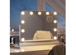 Emke Hollywood Specchio Per Il Trucco 118X500X416Mm Con Specchio D'ingrandimento 7X, Bianco Specchio Per Il Trucco Con Touchscreen Intelligente E 3 Colori Di Luce, 11 Luci Led Dimmer, Ruotabile A 360° E Funzione Di Memoria