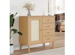 Vidaxl Credenza Senja In Rattan Marrone 80X40X80 Cm In Legno Di Pino