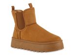 Van Hill Donna Caldo Foderato Piattaforma Stivali Stivaletti Scarpe Invernali 840621, Colore: Marrone Chiaro, Taglia: 36
