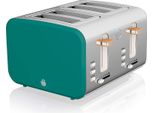 Swan ST14620GRENEU Tostapane A Fessura Larga 4 Fette 3 Funzioni Design Verde Nordico