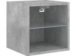Pensile Tv Con Luci Led Grigio Cemento 30X28,5X30 Cm