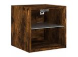 Vidaxl Mobile Tv A Parete Con Luci Led Rovere Fumé 30X28,5X30 Cm