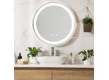 Specchio Da Bagno A Led 'Maratea' Ø80Cm 3 Colori Di Luce Touch E Antiappannamento Argento