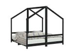Vidaxl Letto Per Bambini Nero 2X(80X160) Cm In Legno Di Pino Massiccio