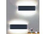 2X Moderna Lampada Da Parete A Led Per Interni Nero, Su E Giù Lampada Da Parete A Led 40Cm 12W, Lampada Da Parete Per Soggiorno Camera Da Letto Parete Corridoio, Luce Bianca