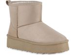 Van Hill Donna Stivali Invernali Foderati Caldi Stivaletti Scarpe Con Suola Battistrada 840856, Colore: Beige, Taglia: 37