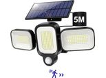 2500Lm Ha Condotto Le Luci Solari Con Il Rivelatore Di Moto 330° 3 Lampade Solari Del Giardino Delle Teste Con Il Telecomando Per Le Luci Solari All'aperto Del Giardino Della Lampada All'aperto Della Parete