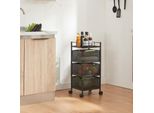 Carrello 'Sunndal' Carrello Portavivande A 3 Livelli 64,5X27X27Cm Nero