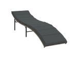 Lettino Con Cuscini Grigio 55X199X50 Cm In Poly Rattan