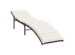 Lettino Con Cuscini Marrone 55X199X50 Cm Poli Rattan