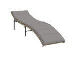 Lettino Con Cuscini Beige 55X199X50 Cm Poli Rattan