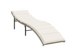 Lettino Con Cuscini Beige 55X199X50 Cm Poli Rattan