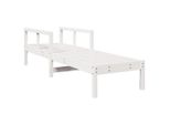 Lettino Prendisole Bianco 199,5X62X55 Cm In Legno Di Pino Massiccio
