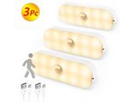 3X Luce Notturna A Led Con Rilevatore Di Movimento Luce Crepuscolare Ricaricabile Usb Bianco Caldo Per Scale Interne, Guardaroba, Cucina, Corridoio