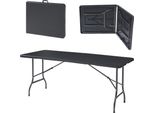 Tavolo Pieghevole 'Mark' Rettangolare 180 X 75 X 72 Cm In Rattan, Nero
