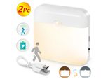 Luce Notturna 2Pc Led Con Rilevatore Di Movimento Luce Crepuscolare Ricaricabile Usb Bianco Caldo + Bianco Per Scale, Corridoio, Armadio