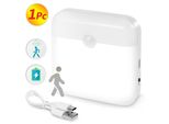 1Pc Luce Notturna A Led Con Rilevatore Di Movimento Usb Ricaricabile Luce Crepuscolare Bianca Per Scale, Corridoio, Armadio