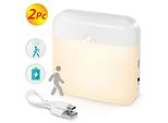 2Pc Led Luce Notturna Con Rilevatore Di Movimento Usb Ricaricabile Luce Crepuscolare Bianco Caldo Per Scale, Corridoio, Armadio