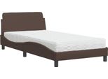 Vidaxl Letto Con Materasso "Dover"" Marrone 100X200 Cm In Pelle Finta"