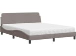 Vidaxl Letto Con Materasso "Dover"" Taupe 160X200 Cm In Tessuto"