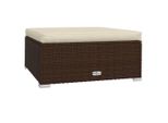 Syfax™ Poggiapiedi Da Giardino Cuscino Marrone 70X70X30 Cm Polyrattan