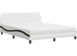Vidaxl Letto Con Materasso "Dover"" Bianco E Nero 160X200 Cm In Pelle Finta"