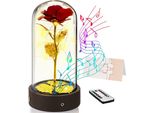 Rosa Eterna In Vetro Con Luce Led, Scatola Musicale Rotante Luce Notturna Regalo Per Compleanno Anniversario San Valentino Matrimonio Anniversario Matrimonio Fidanzata Donne