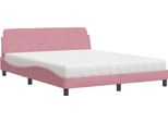 Vidaxl Letto Con Materasso "Dover"" Rosa 160X200 Cm In Velluto"