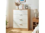 Cassettiera 'Varkaus' Con 4 Cassetti 90 X 70 X 40 Cm Look Rovere / Bianco