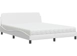 Vidaxl Letto Con Materasso "Dover"" Bianco 160X200 Cm In Pelle Finta"