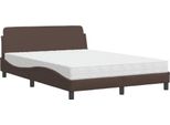 Vidaxl Letto Con Materasso "Dover"" Marrone 140X200 Cm In Pelle Finta"