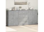 Vidaxl Credenze 3 Pz. Grigio Cemento 60X31X84 Cm Materiale A Base Di Legno