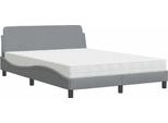 Vidaxl Letto Con Materasso "Dover"" Grigio Chiaro 140X190 Cm Tessuto"