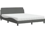 Vidaxl Letto Con Materasso "Dover"" Grigio Scuro 160X200 Cm Tessuto"
