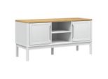 Mobile Tv Floro Bianco 114X43X55 Cm In Legno Di Pino Massiccio