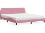Vidaxl Letto Con Materasso "Dover"" Rosa 180X200 Cm In Velluto"