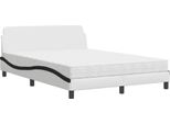 Vidaxl Letto Con Materasso "Dover"" Bianco E Nero 140X200 Cm In Pelle Finta"