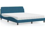 Vidaxl Letto Con Materasso "Dover"" Blu 160X200 Cm In Velluto"