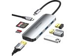 Vention USB-C A Hdmi/Usb 3.0X3/Sd/Tf/Pd Docking Station Grigio 0,15M Tipo In Lega Di Alluminio