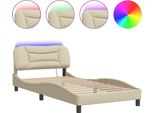 Vidaxl Struttura Letto Con Led Senza Materasso "Hvar"" Crema 100X200 Cm Tessuto"
